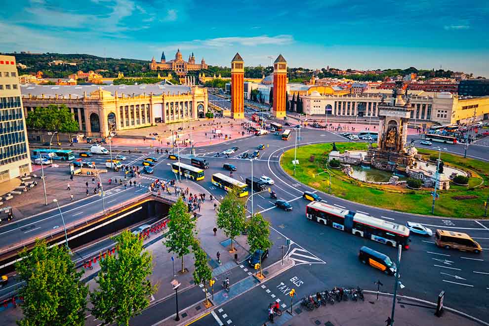 Vista panorâmica da Plaza Espanya em Barcelona