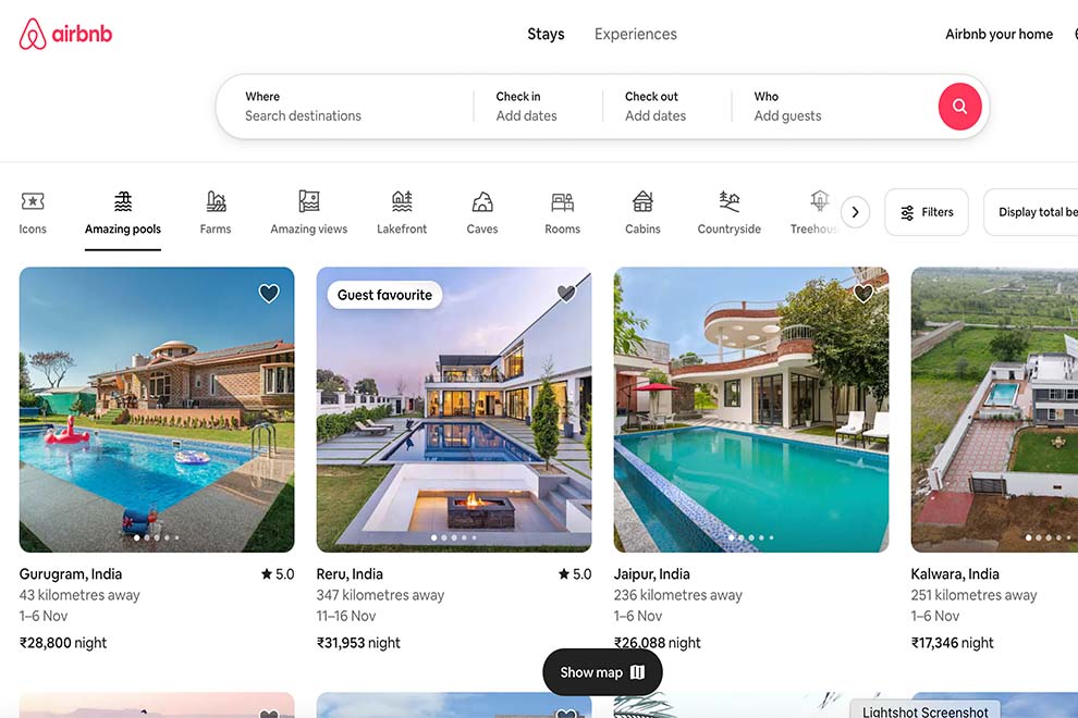 Opções de estadia com piscinas no Airbnb