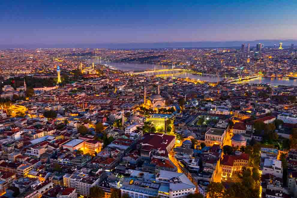 Vista panorâmica de Istambul ao amanhecer