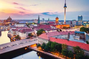 Vista panorâmica de Berlim ao entardecer